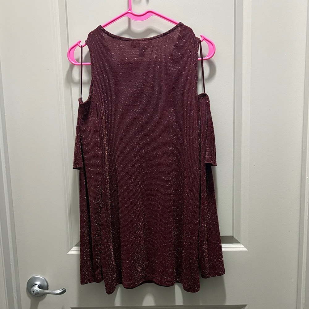 Michael Kors Burgundy Cold Shoulder Blouse - Picture 2 of 5